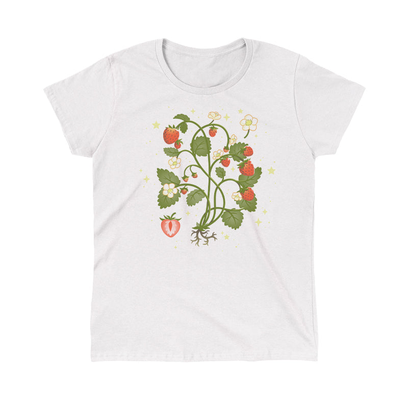 Classic Cotton T-shirt_TeeTurtle Strawberry Harvest while t-shirt featuring a strawberry plant.