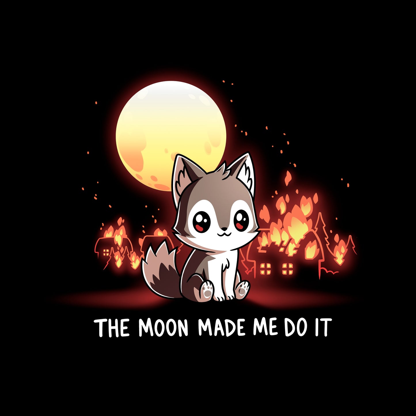 Pullover Hoodie_TeeTurtle The Moon Made Me Do It black design featuring A wolf with a full moon.