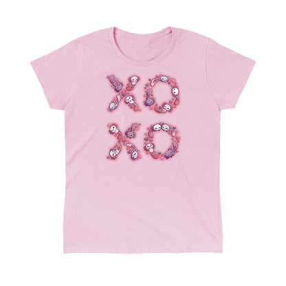 Classic Cotton T-shirt_TeeTurtle light pink XOXO, Axolotls t-shirt featuring axolotls making an XOXO pattern on water.