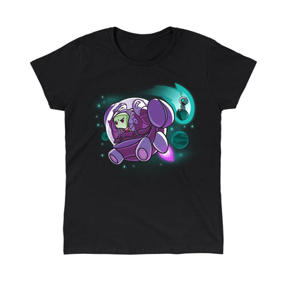 Classic Cotton T-shirt_TeeTurtle black Zim and Gir in Space apparel featuring Zim in a spaceship, and Gir sitting on an asteroid with planets in the background.