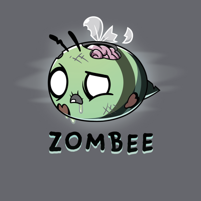 Classic Cotton T-shirt_TeeTurtle Zombee charcoal gray t-shirt featuring a zombie bumble bee