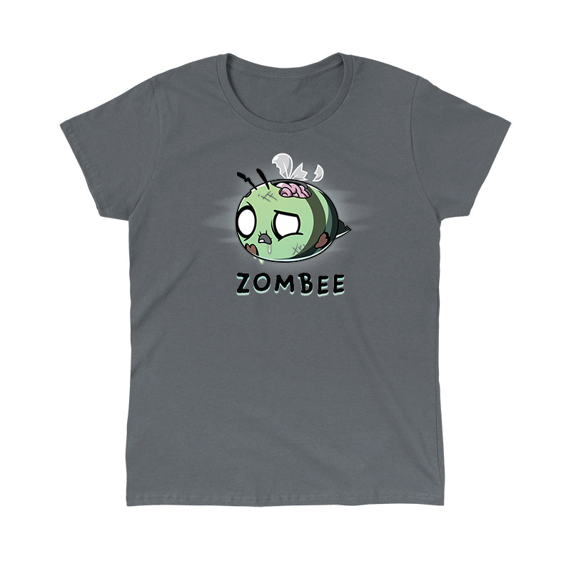 Classic Cotton T-shirt_TeeTurtle Zombee charcoal gray t-shirt featuring a zombie bumble bee