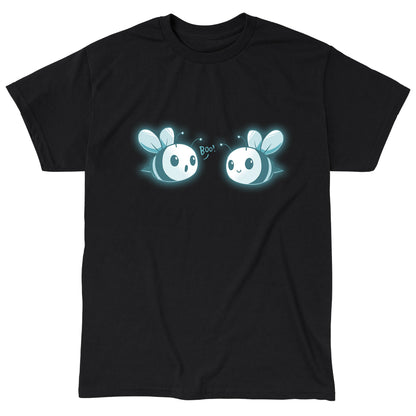 Classic Cotton T-shirt_TeeTurtle black Boo Bees. Featuring two ghost bees saying boo.