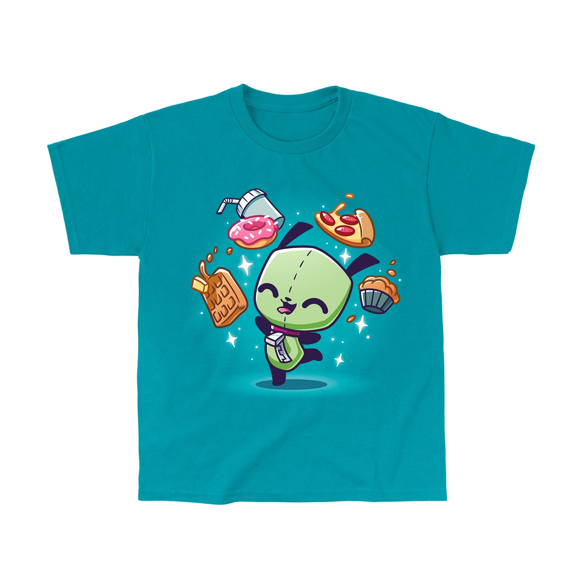 Classic Cotton T-shirt_TeeTurtle tropical blue apparel featuring Gir with his favorite food.