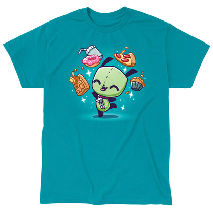 Classic Cotton T-shirt_TeeTurtle tropical blue apparel featuring Gir with his favorite food.