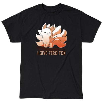 Classic Cotton T-shirt_TeeTurtle black I Give Zero Fox. Featuring a haughty kitsune.