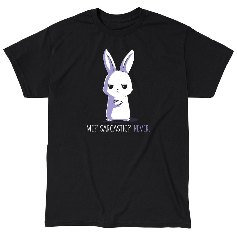 Classic Cotton T-shirt_TeeTurtle black Me? Sarcastic? Never. Featuring a bunny with a sarcastic expression.