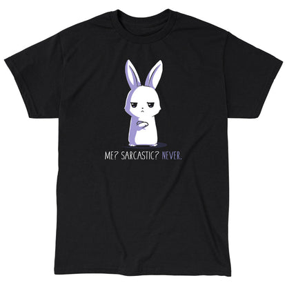 Classic Cotton T-shirt_TeeTurtle black Me? Sarcastic? Never. Featuring a bunny with a sarcastic expression.