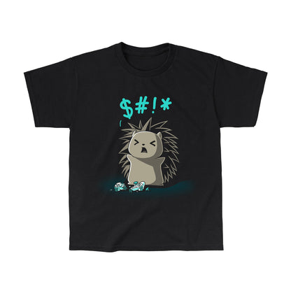 Classic Cotton T-shirt_TeeTurtle black Ragequit. Featuring an angry hedgehog with a broken video game controller.