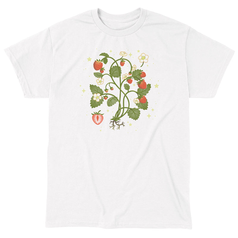 Classic Cotton T-shirt_TeeTurtle Strawberry Harvest while t-shirt featuring a strawberry plant.