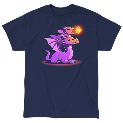 Classic Cotton T-shirt_TeeTurtle Tiny Protector navy blue t-shirt featuring a dragon with closed eyes sits calmly.
