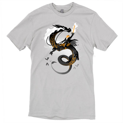 Premium Cotton T-shirt_TeeTurtle Halloween Knight silver gray t-shirt featuring a Jack-O-Lantern headed man riding a Halloween knight dragon.