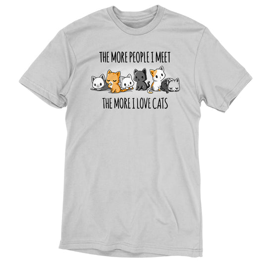 Premium Cotton T-shirt_Teeturtle I Love Cats silver gray t-shirt featuring an illustration of six cats sitting in a row with the text 