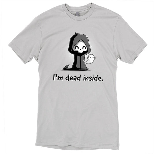 Premium Cotton T-shirt_A cartoon grim reaper, smiling, with a ghost on its right, graces the front of this super soft cotton monsterdigital 