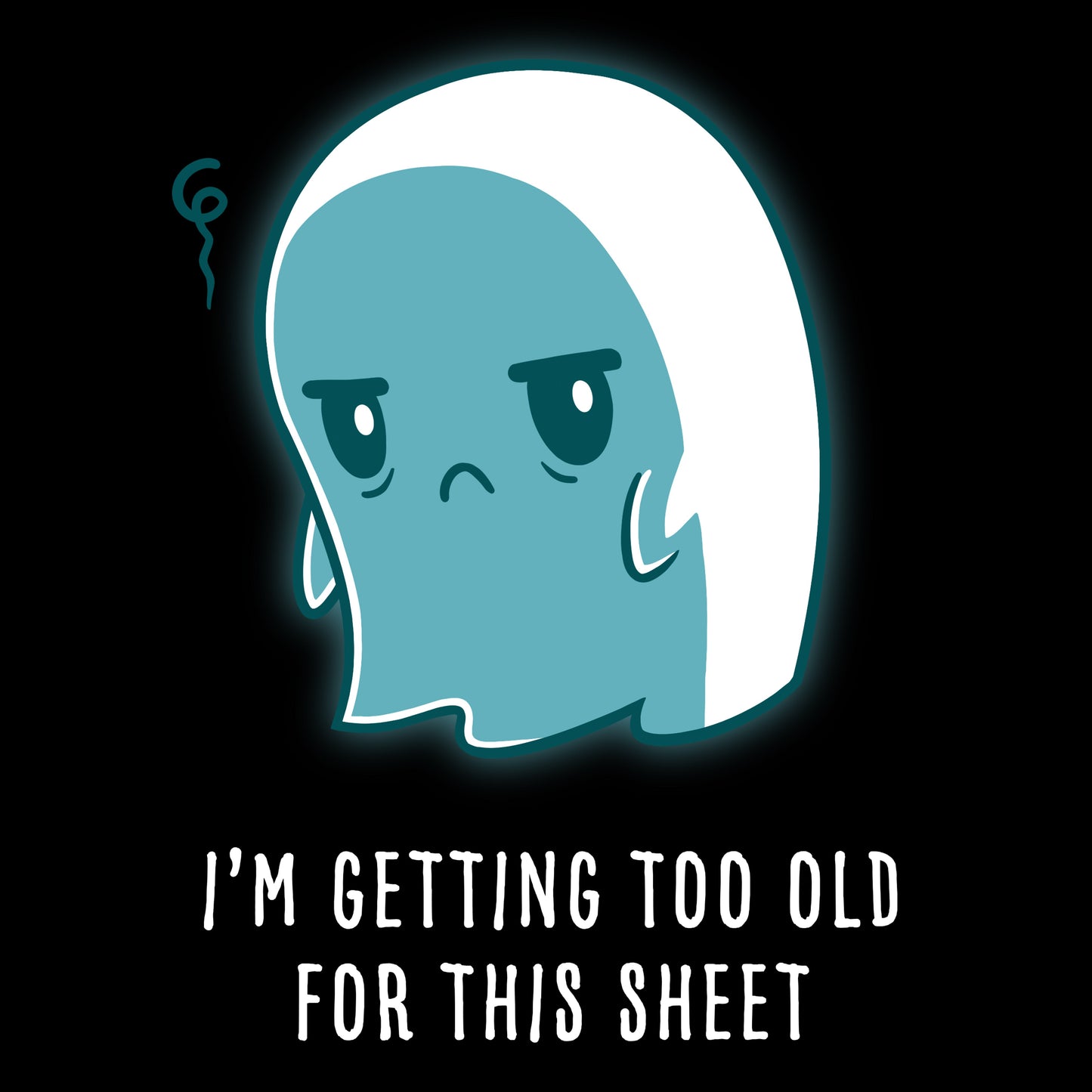 Premium Cotton T-shirt_TeeTurtle I'm Getting Too Old for this Sheet black t-shirt featuring a tired ghost