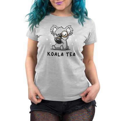 Premium Cotton T-shirt_Teeturtle Koala Tea silver gray t-shirt featuring a dignified Koala wearing a monocle sipping tea from a mug.