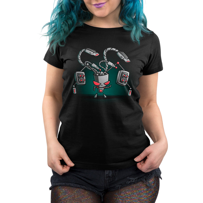 Premium Cotton T-shirt_TeeTurtle black Gir (Duty-Mode) apparel featuring Gir with an array of weapons drawn.