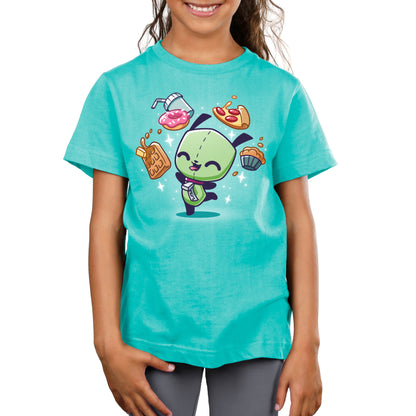 Premium Cotton T-shirt_TeeTurtle Caribbean blue apparel featuring Gir with his favorite food.