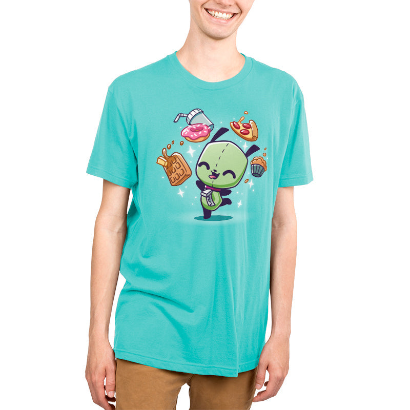 Premium Cotton T-shirt_TeeTurtle Caribbean blue apparel featuring Gir with his favorite food.