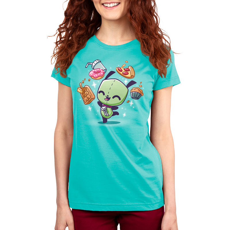 Premium Cotton T-shirt_TeeTurtle Caribbean blue apparel featuring Gir with his favorite food.