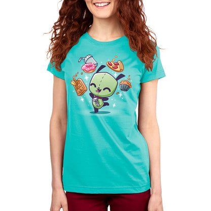 Premium Cotton T-shirt_TeeTurtle Caribbean blue apparel featuring Gir with his favorite food.