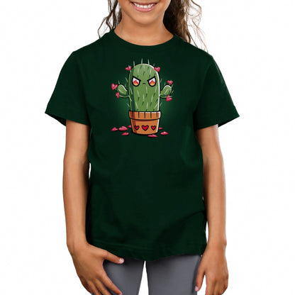 Premium Cotton T-shirt_TeeTurtle forest green Prickly Heart t-shirt featuring an angry prickly cactus with heart-shaped flowers.