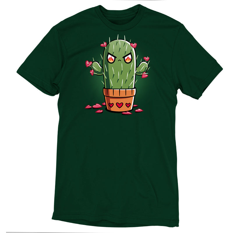 Premium Cotton T-shirt_TeeTurtle forest green Prickly Heart t-shirt featuring an angry prickly cactus with heart-shaped flowers.