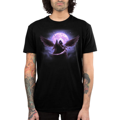 Premium Cotton T-shirt_TeeTurtle black Full Moon Reaper featuring a winged grim reaper.