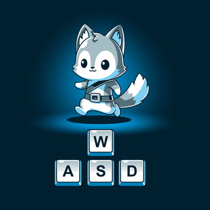 Premium Cotton T-shirt_TeeTurtle Keys to Adventure navy blue t-shirt featuring a fox character above game controls.