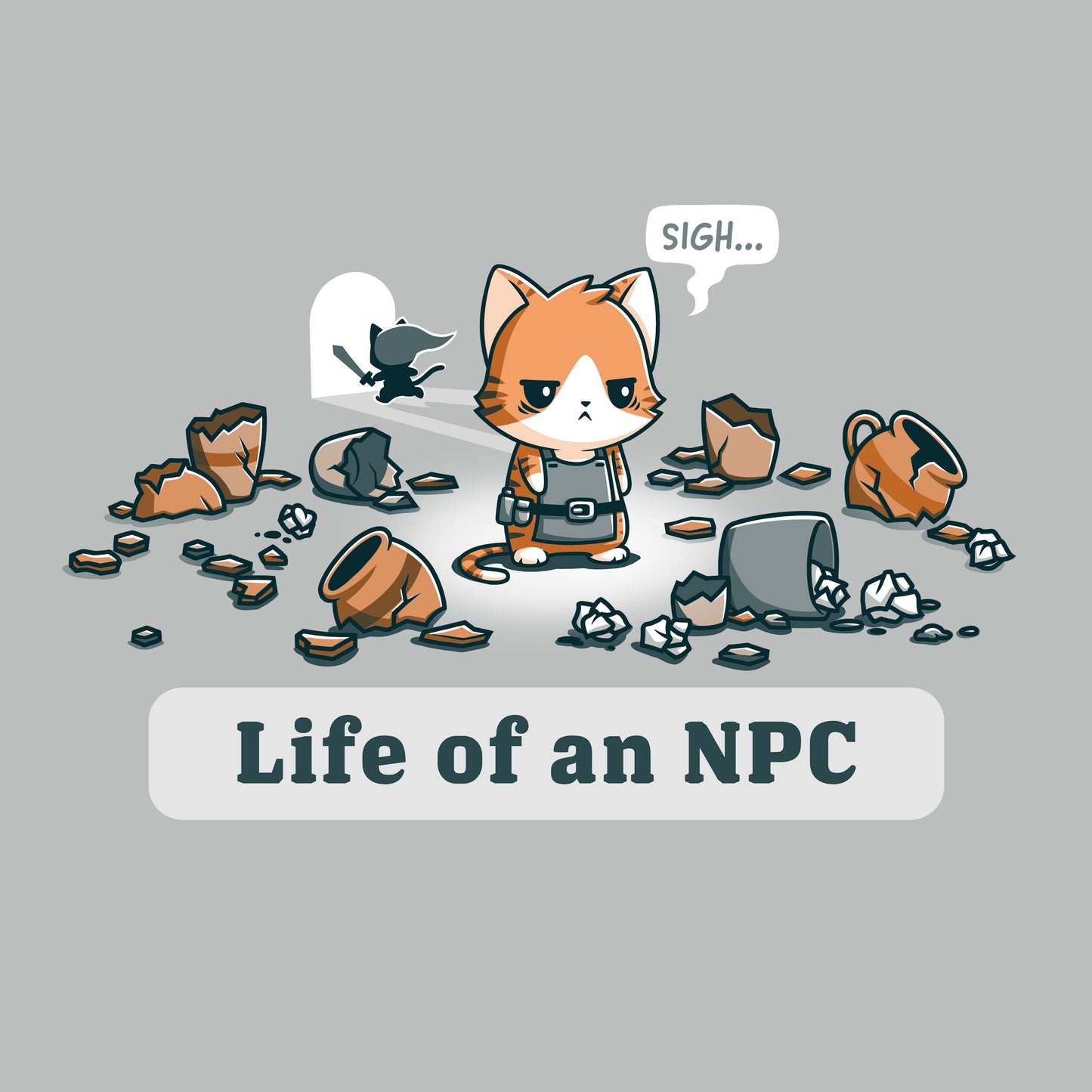 Premium Cotton T-shirt_TeeTurtle Life Of An NPC silver gray t-shirt featuring a sad cat dressed as an NPC.