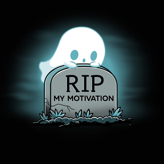 Premium Cotton T-shirt_Teeturtle My Motivation black t-shirt featuring a ghost peeking over a gravestone with the inscription 