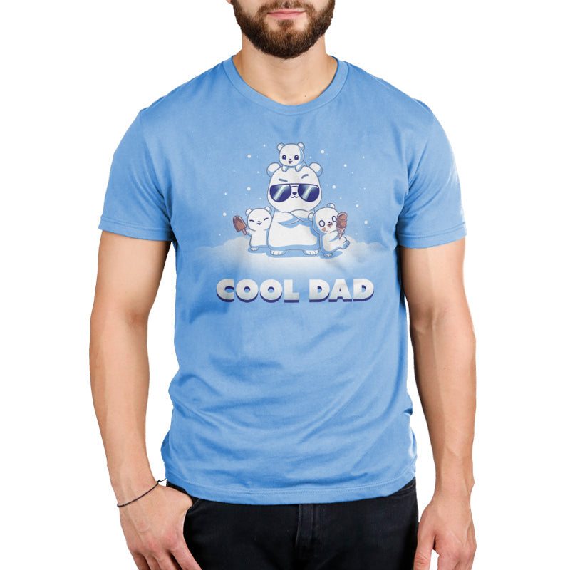 Premium Cotton T-shirt - featuring a papa polar bear wearing sunglasses with his arms crossed surrounded by three little polar bears - one on its head, one holding an ice cream, and the other eating ice cream with it all over its face