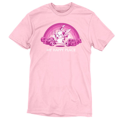 Premium Cotton T-shirt_TeeTurtle Pink Rainbows & Skulls pink T-shirt featuring a bunny with knives.