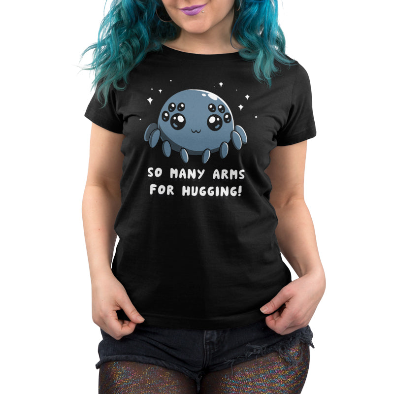 Premium Cotton T-shirt_TeeTurtle Spider Hugs black t-shirt featuring a cute spider looking for hugs