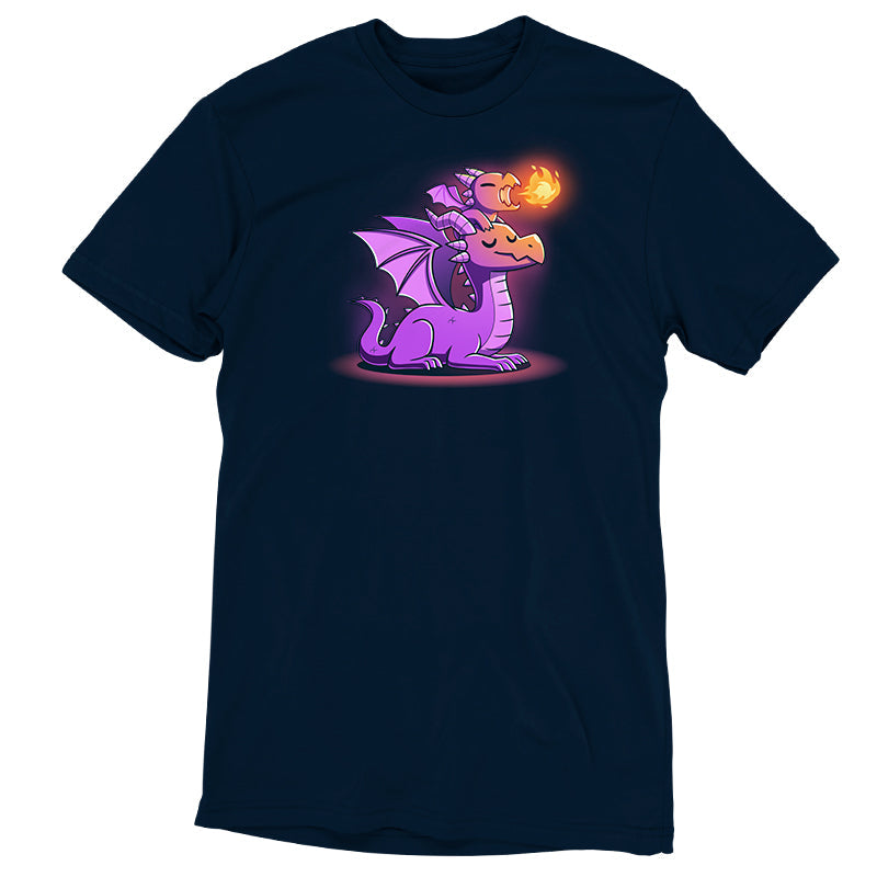 Premium Cotton T-shirt_TeeTurtle Tiny Protector navy blue t-shirt featuring a dragon with closed eyes sits calmly.
