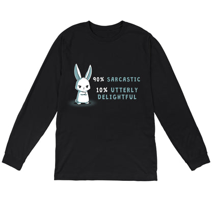 Long Sleeve T-shirt_A cartoon bunny stands with arms crossed on this black apparel. Text reads "90% Sarcastic, 10% Utterly Delightful." Made from super soft cotton, the monsterdigital 90% Sarcastic is the perfect blend of comfort and cheekiness.