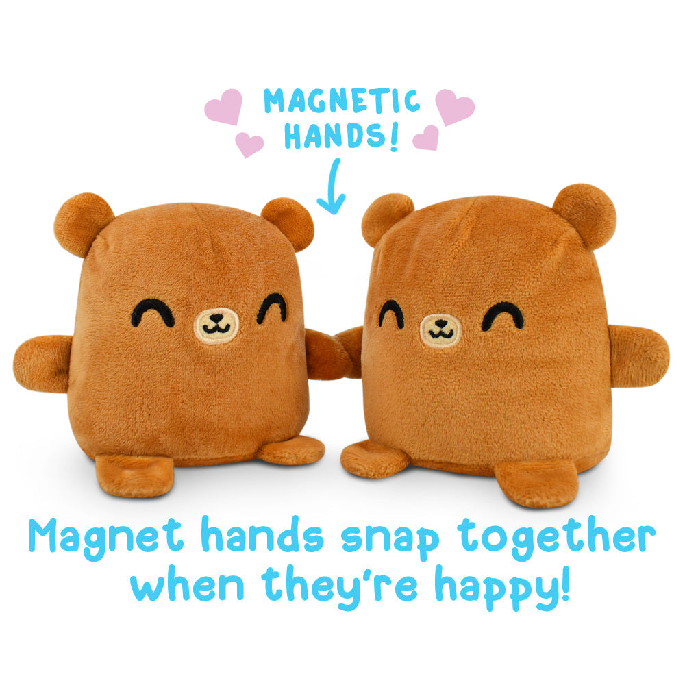 Reversible Bear Plushmate: Two plush toys from TeeTurtle with magnetic hands that snap together when they're happy.