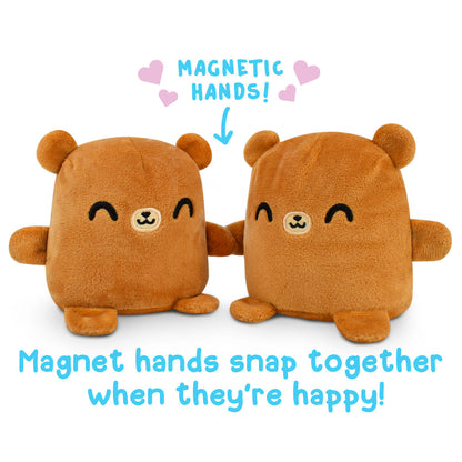 Reversible Bear Plushmate: Two plush toys from TeeTurtle with magnetic hands that snap together when they're happy.