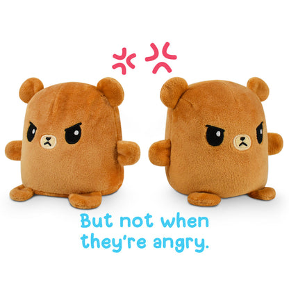 Two TeeTurtle Reversible Bear Plushmates with the words but not when they're angry.