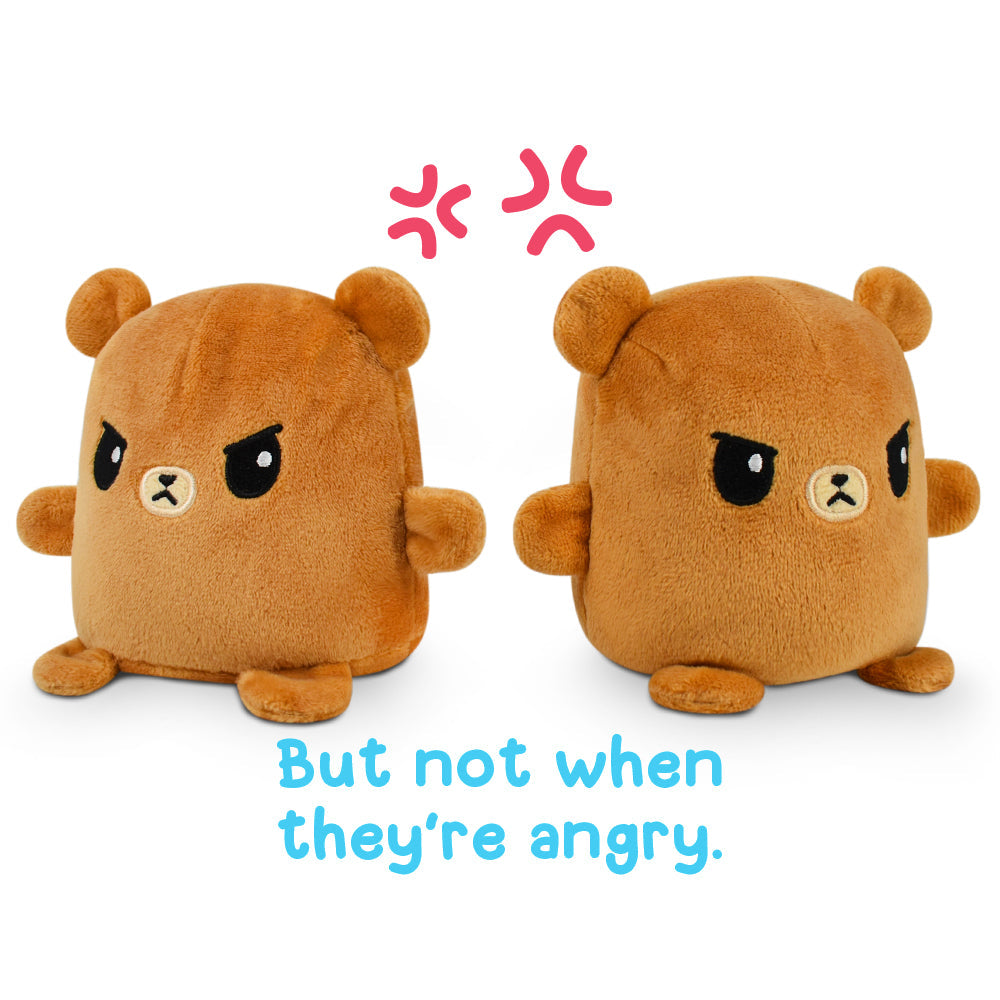 Two TeeTurtle Reversible Bear Plushmates, TeeTurtle stuffed plush toys with the words but not when they're angry.