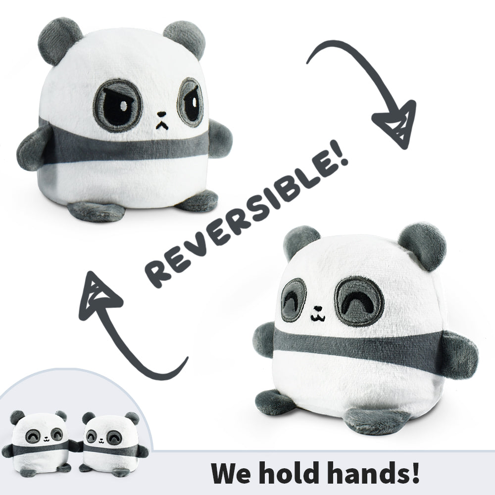 Two TeeTurtle Reversible Bear Plushmates with TeeTurtle branding.