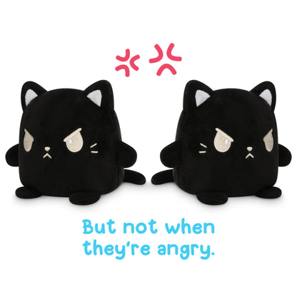 TeeTurtle's Reversible Cat Plushmates, plush toys featuring two black cats with the words but not when they're angry.