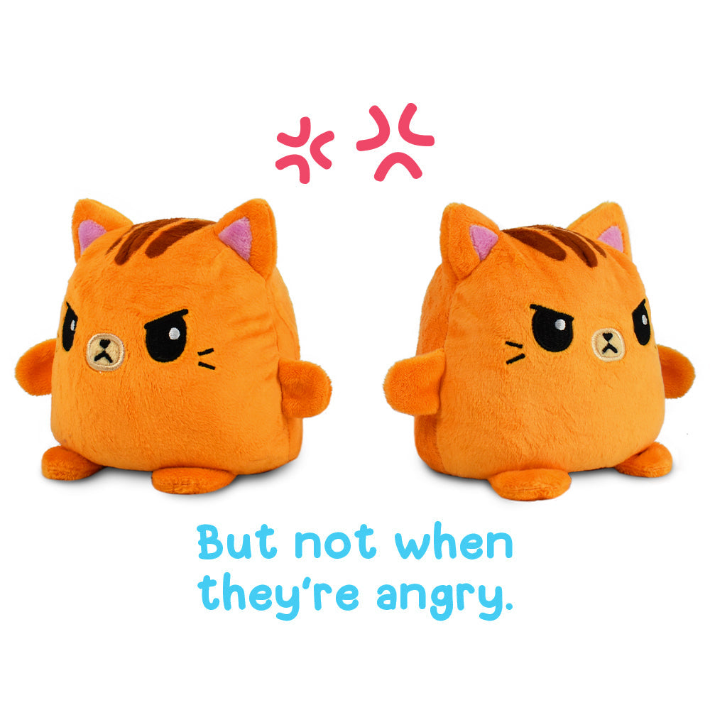 Two TeeTurtle Reversible Cat Plushmates, but not when they're angry.