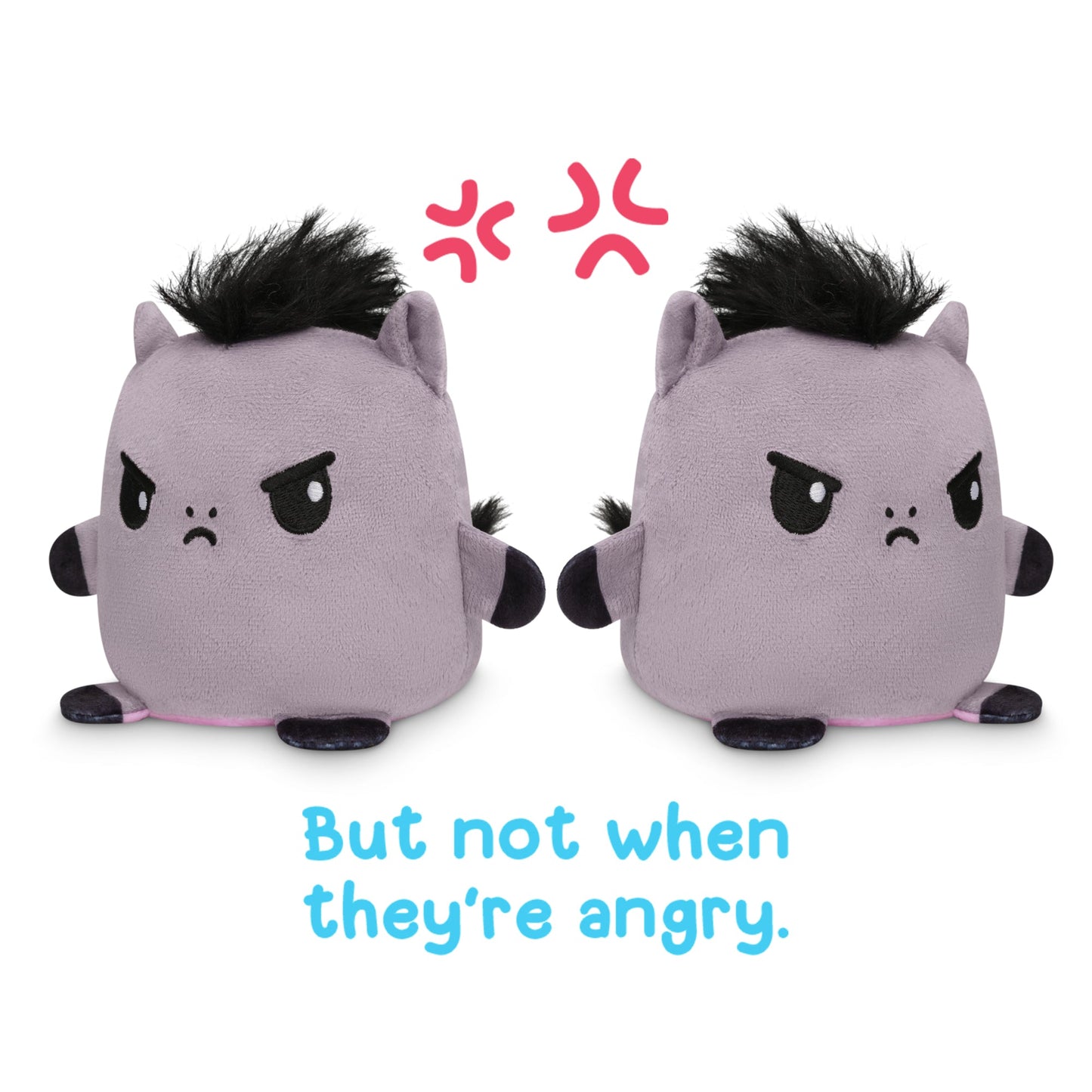 Two Reversible Unicorn & Horse Plushmates, from TeeTurtle, with the words but not when they're angry.