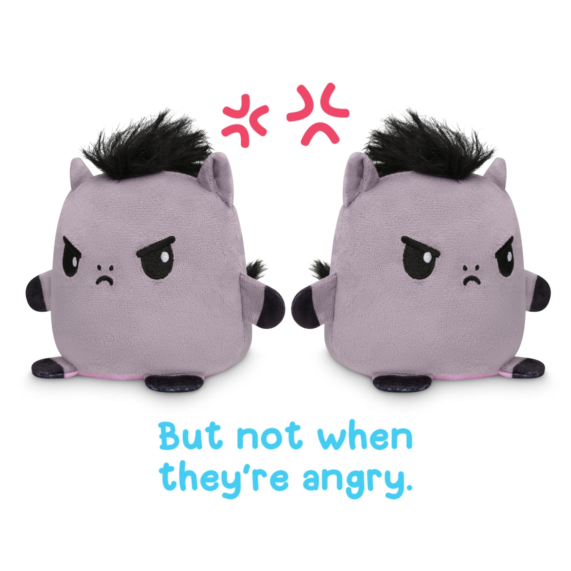 Two Reversible Unicorn & Horse Plushmates, from TeeTurtle, with the words but not when they're angry.