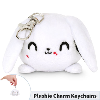 A charming portable TeeTurtle Killer Bunny Plushie Charm Keychain.