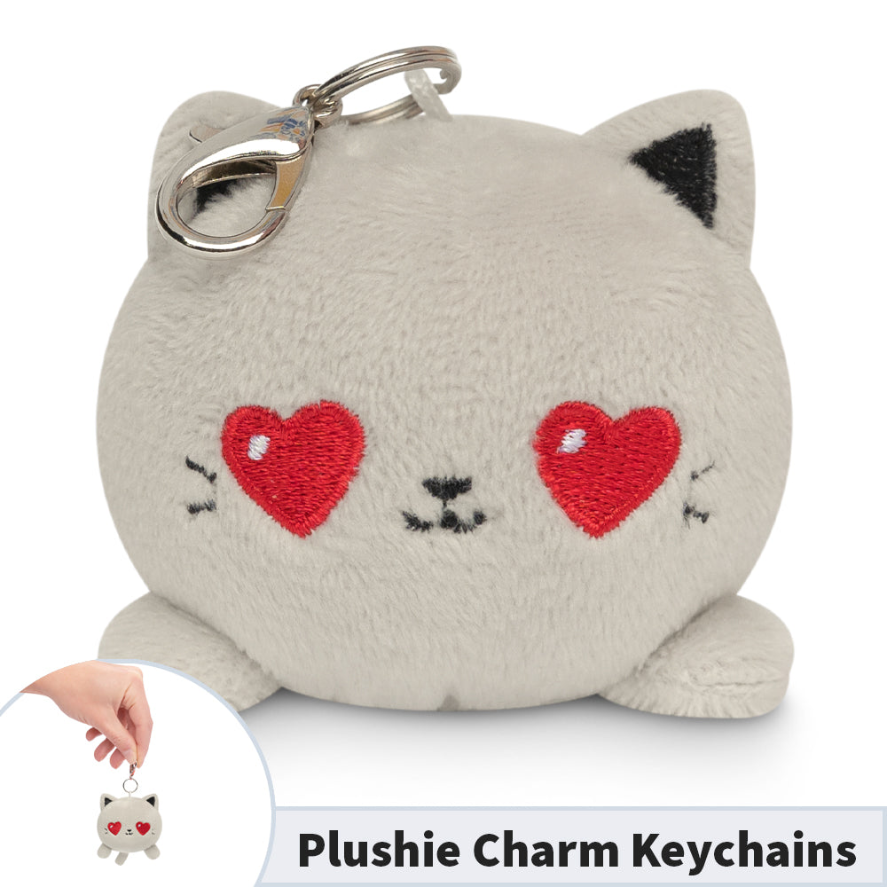 A TeeTurtle Cat Plushie Charm Keychain with a heart on it.