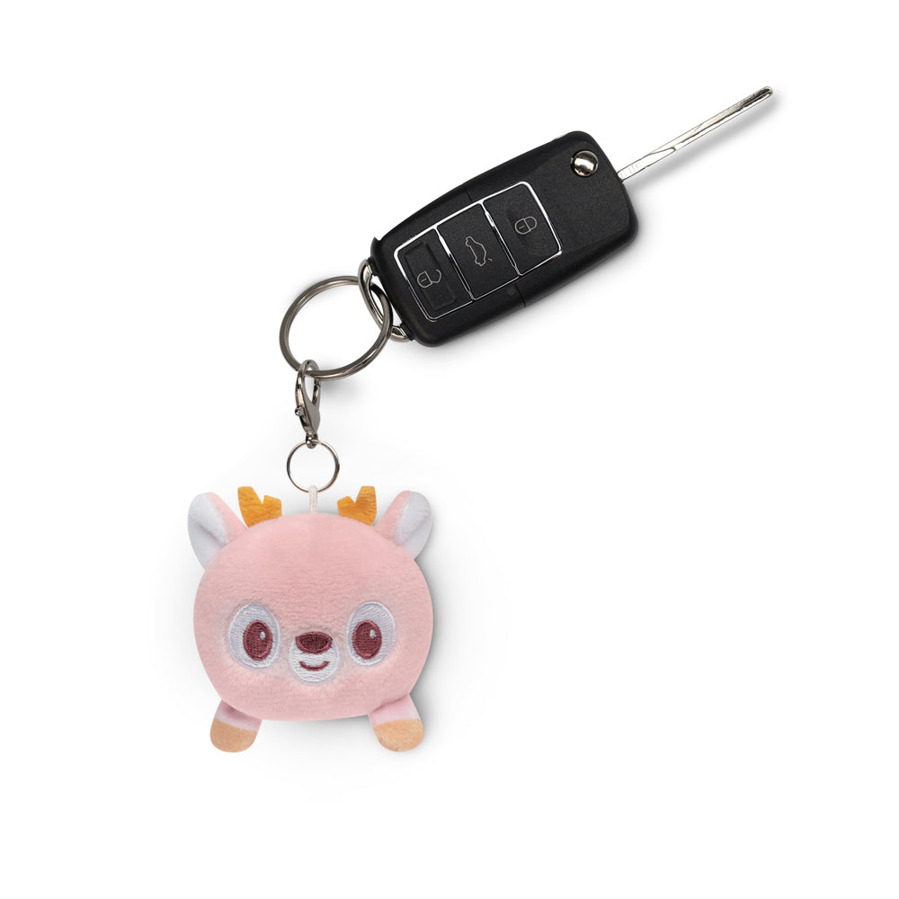 A portable Deer Plushie Charm Keychain with a deer plushie by TeeTurtle.