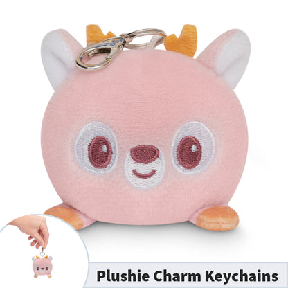 A portable Deer Plushie Charm Keychain by TeeTurtle for backpacks.