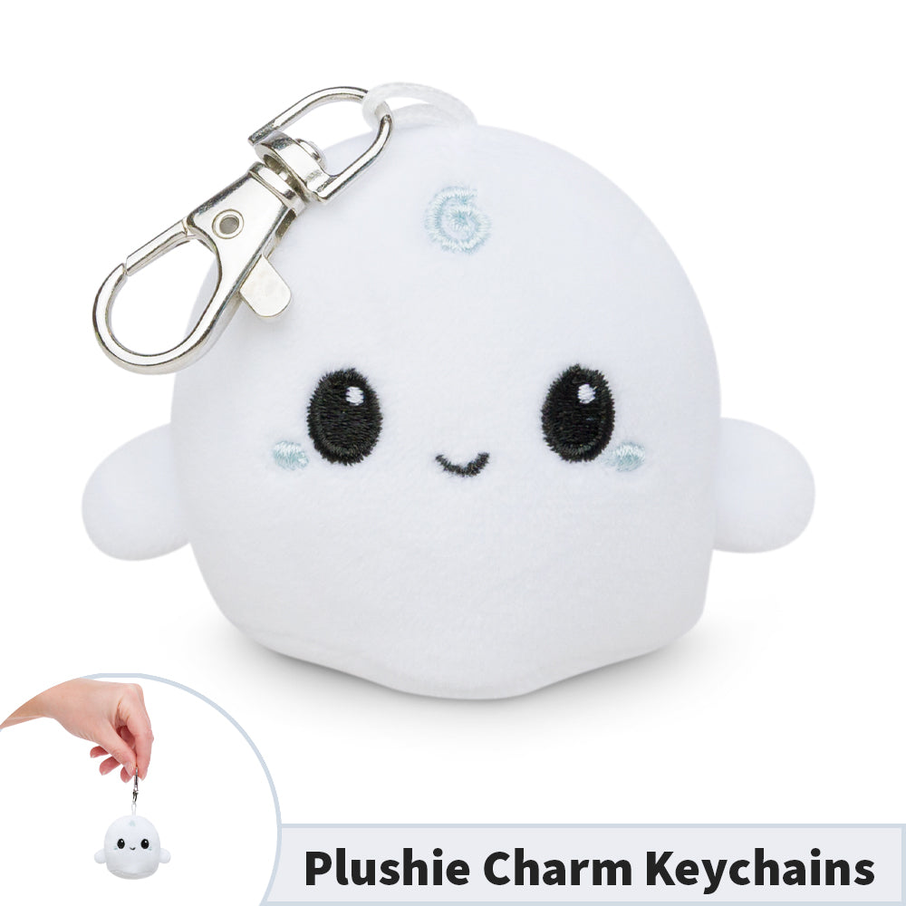 A portable TeeTurtle Ghost Plushie Charm Keychain.